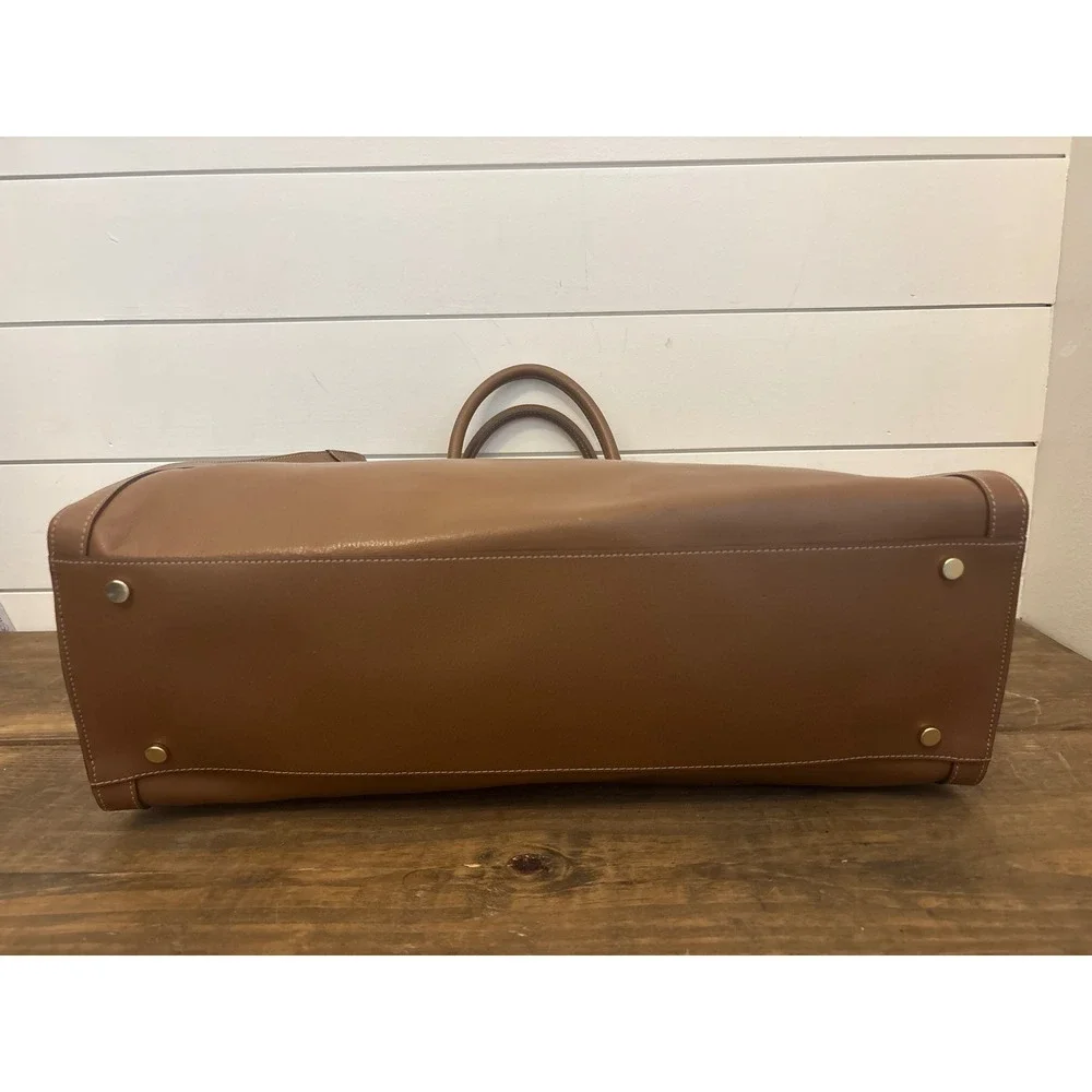 CLAUDIA Firenze made in ITALY Cognac Brown Leather Large Purse Bag Gold Lock